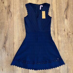 NWT Francesca's Navy Fit & Flare Bandage Dress